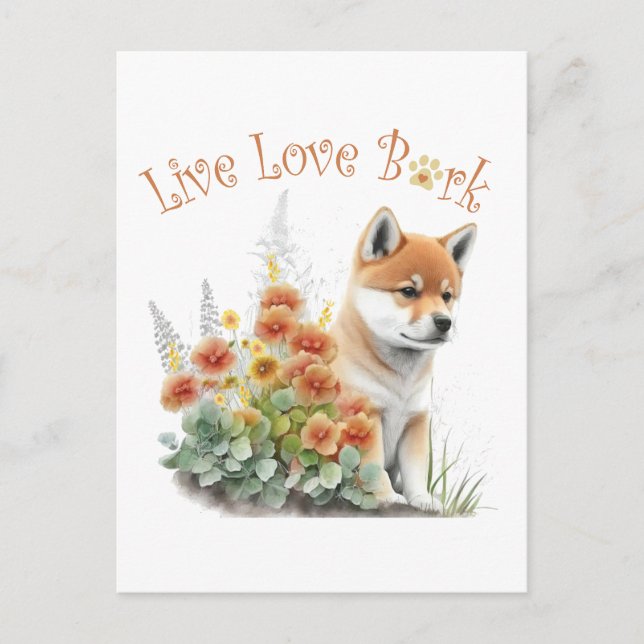 Postal Mamá Perro Shiba Inu Floral (Anverso)