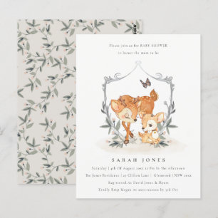 Postal Mamá presupuestaria Deer Fawn Escudo Floral Baby S