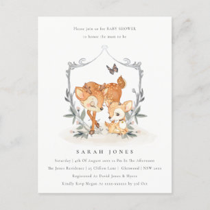 Postal Mamá presupuestaria Deer Fawn Escudo Floral Baby S