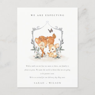 Postal Mamá presupuestaria Deer Fawn Flora Escudo Invitac