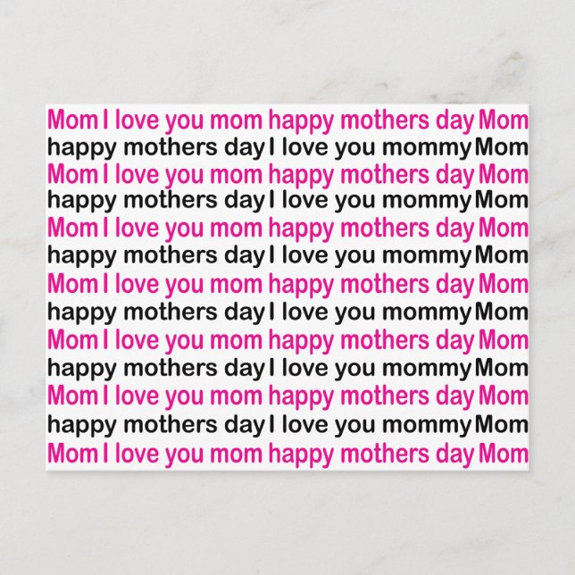 Postal Mamá te quiero feliz día de las madres   (Anverso)