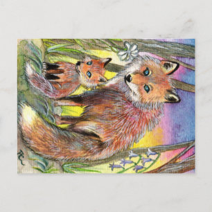 Postal Mama Y Baby Fox