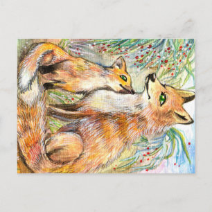 Postal Mama Y Baby Fox