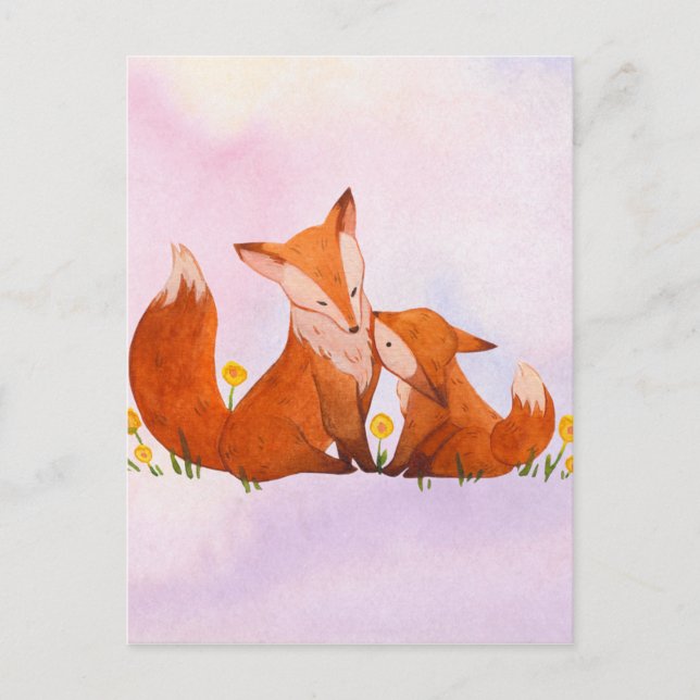 Postal Mama y baby fox (Anverso)