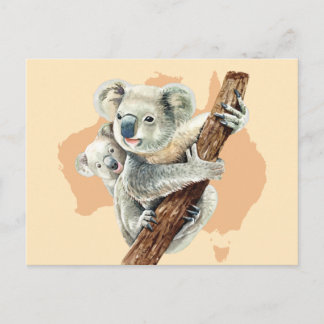 Postal Mamá y bebé de Koala