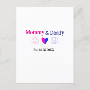 Postal Mamá y papá padres nuevos añaden nombre fecha de c
