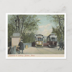 Postal Mamáes de Boston, entrada al metro 1906