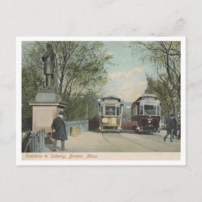 Postal Mamáes de Boston, entrada al metro 1906 (Anverso)