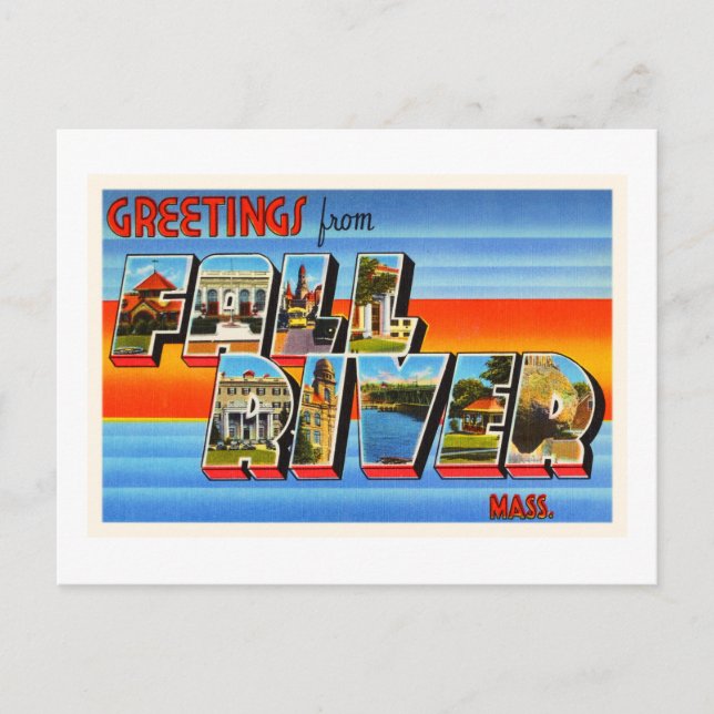 Postal Mamáes de recuerdo de viajes antiguos de Fall Rive (Anverso)