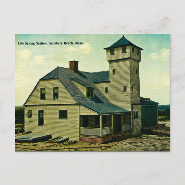 Postal MAMÁES Salisbury Beach Life Saving Station Postcar (Anverso)