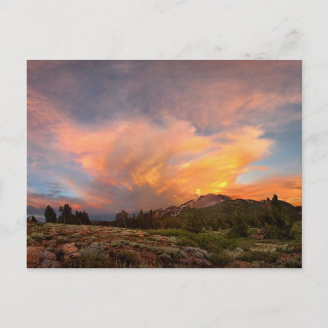 Postal Mammoth Mountain Sunset de la Cumbre de Minaret (Anverso)