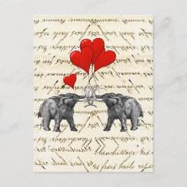 Postal Mamut y corazones vintarios