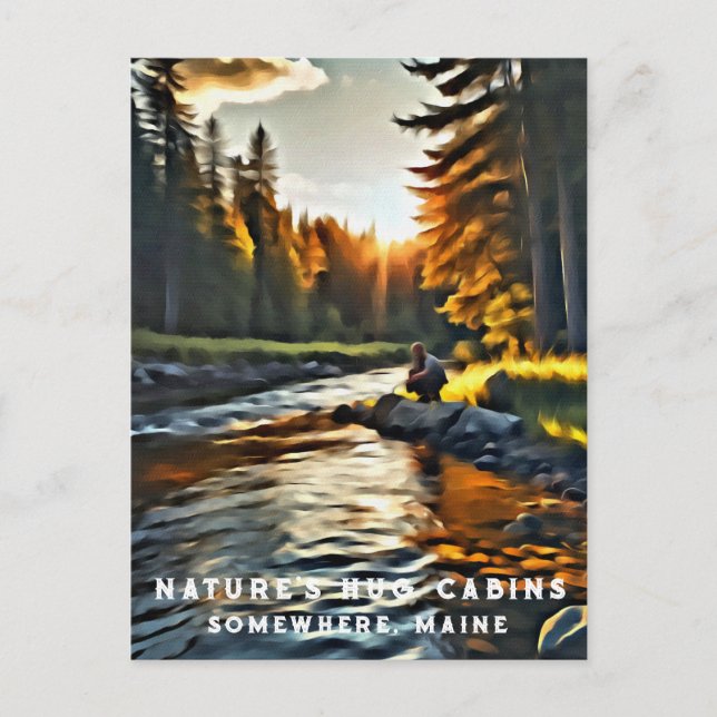 Postal *~* Man Sun Fishing Stream AP49 River Maine (Anverso)