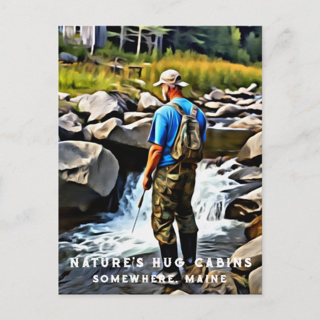 Postal *~* Man Sun Fishing Stream Maine AP49 Caabin (Anverso)