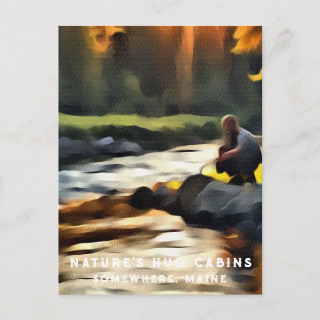 Postal *~* Man Sun Fishing Stream Maine AP49 River (Anverso)