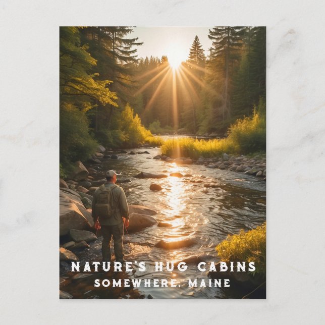 Postal *~* Man Sun Fishing Stream Maine Peace AP49 (Anverso)