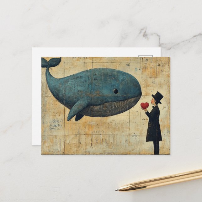 Postal Man with a Heart and a Flying Whale (Anverso/Reverso In Situ)