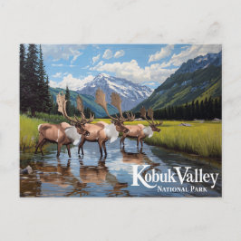 Postal Manada de renos del valle de Kobuk Alaska Art