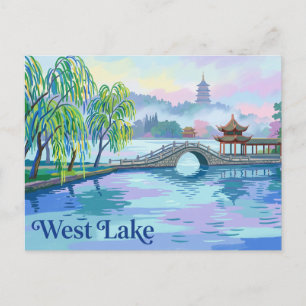 Postal Mañana brumosa Lago Oeste Hangzhou China