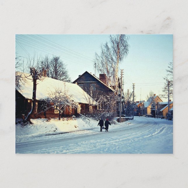 Postal Mañana de invierno, Prienai, Lituania Invierno (Anverso)