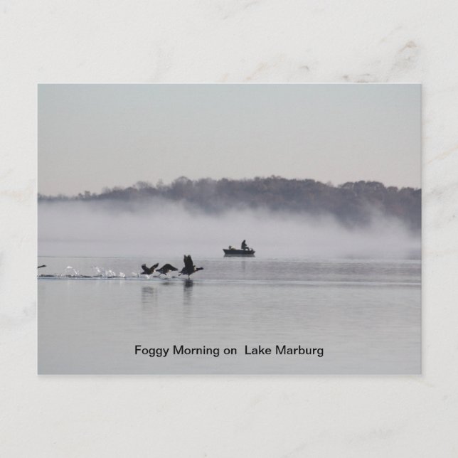 Postal mañana nublada en el lago (Anverso)
