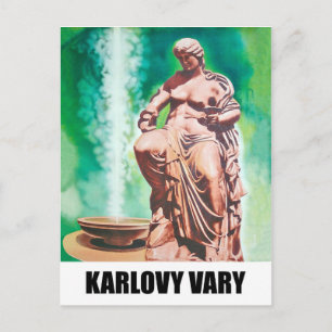Postal Manantial de Karlovy Vary, estatua de mujer, Repúb