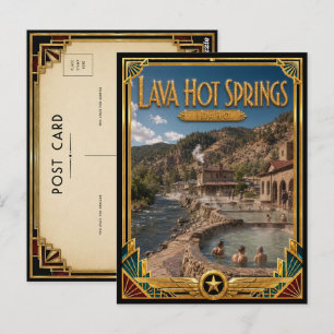Postal Manantiales de Lava Idaho Arte Deco Vintage Edad d