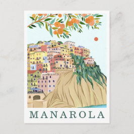 Postal Manarola Cinque Terre Italy Travel Illustration
