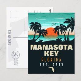 Postal Manasota Key Florida Retro Sunset Souvenirs 60