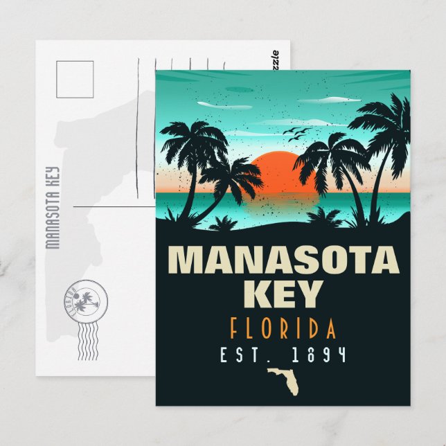 Postal Manasota Key Florida Retro Sunset Souvenirs 60 (Anverso / Reverso)