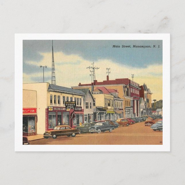 Postal Manasquan NJ, Main St, Vintage (Anverso)