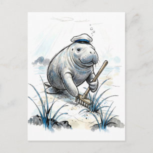 Postal Manatí Jardinería Pradera Costera en Tinta Suave I