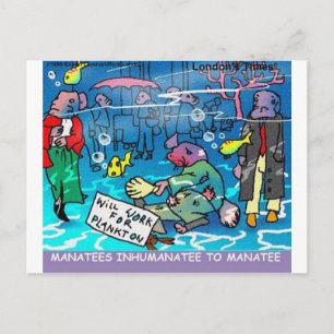 Postal Manatíes Camisetas Divertidas de Manatí Inhumano T
