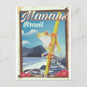 Postal Manaus Brasil poster de viajes vintage