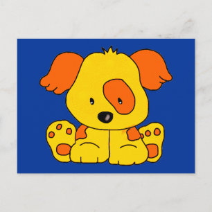 Postal Manchas naranjas amarillas de perro cachorro de ni