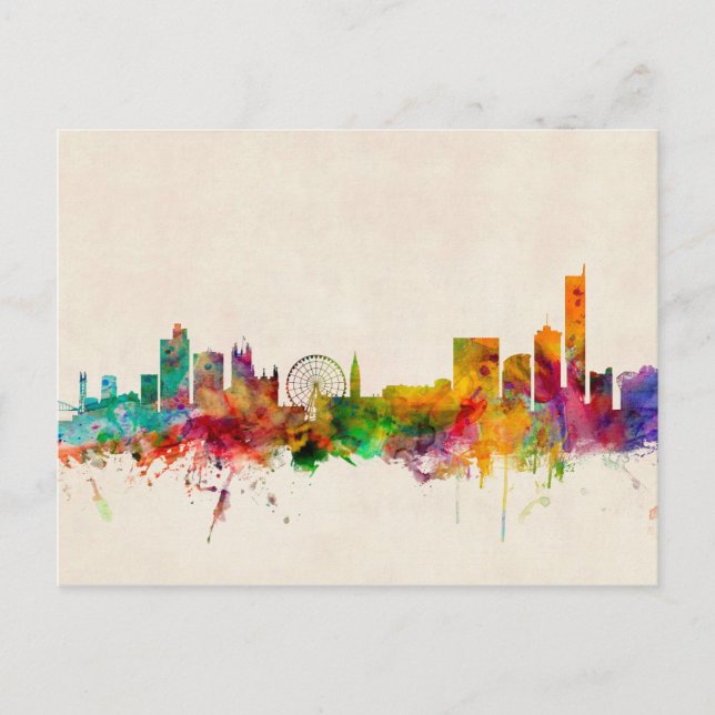Postal Manchester England Skyline Cityscape (Anverso)