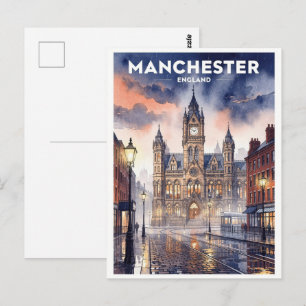 Postal Manchester Inglaterra Viaje Vintage