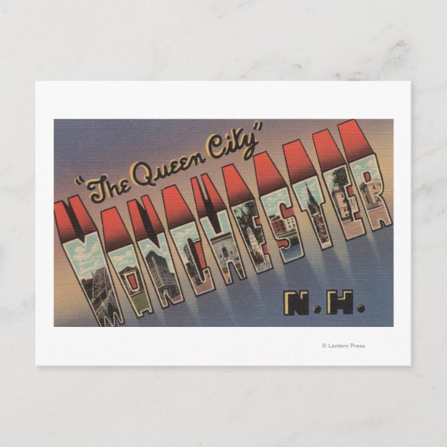 Postal Manchester, New Hampshire - Escenas de letras gran (Anverso)