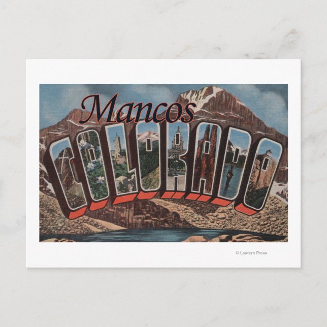 Postal Mancos, Colorado - Escenas de letras grandes (Anverso)