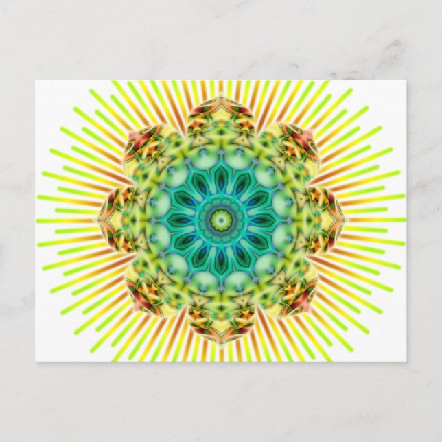 Postal Mandala amarillo verde | hacer su propio fondo (Anverso)