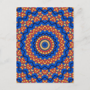 Postal Mandala azul naranja