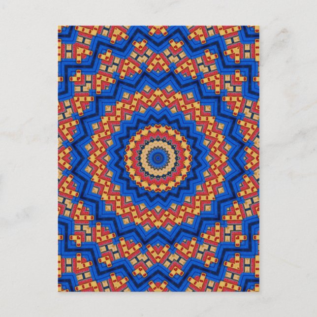 Postal Mandala azul naranja (Anverso)