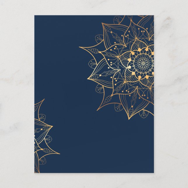 Postal Mandala azul y oro | El arte islámico inspirado (Anverso)