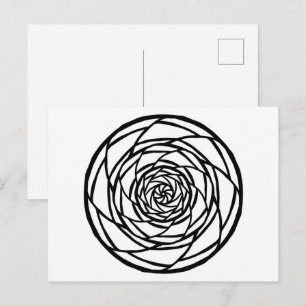 Postal Mandala Blanco Negro Minimalista para Colorear