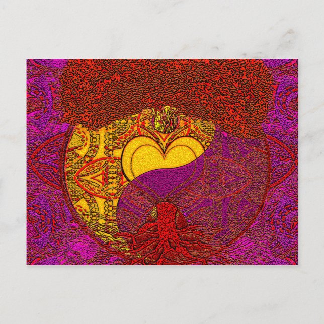 Postal Mandala cardíaca en rojo (Anverso)