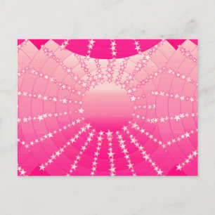 Postal Mandala con estrellas - gradiente de satín rosa y 
