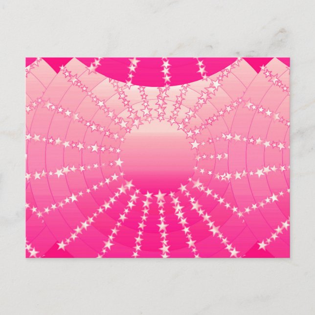 Postal Mandala con estrellas - gradiente de satín rosa y  (Anverso)