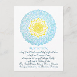 Postal Mándala de Bendiciones Azul Amarillo Inspirador
