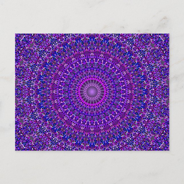 Postal Mandala de encaje en morado y azul (Anverso)