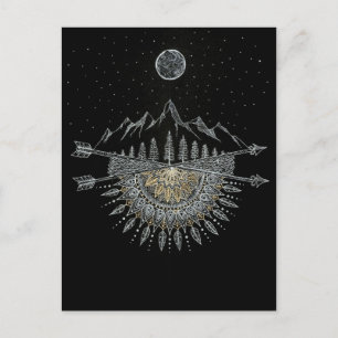 Postal Mandala de la cordillera de la luna y del cielo
